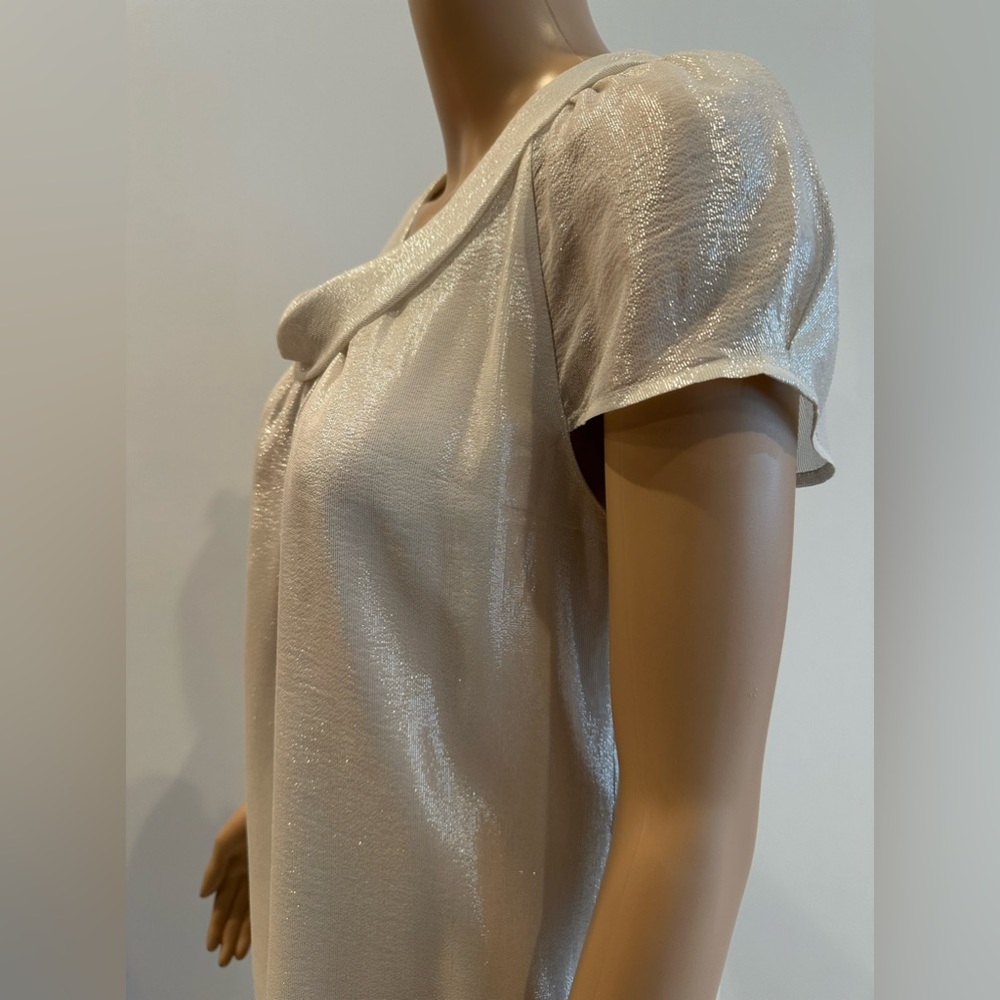 Classiques Entier metallic white silk blend top Sz M, lined, excellent condition